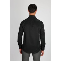 Lorenzo Mazzoli Soft Saten C 500 Siyah Erkek Gömlek Siyah