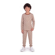 Onloox Erkek Karışık Renk Erkek Karışık Renk Pamuklu Penye Bisiklet Yaka Uzun Kollu Ekose Desenli Pijama Takımı 10-11 Yaş