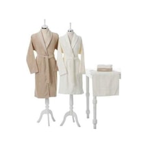 Camellia Happy Aile Seti Bornoz Takımı Bej - Krem Karışık Renkli