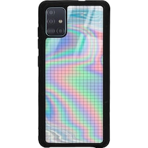 Samsung Uyumlu A51 Neon Dama Tasarımlı Glossy Telefon Kılıfı Siyah