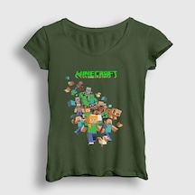 Presmono Kadın All Minecraft T-shirt Haki