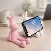 Telefon Standı Tavşan Figürlü Dekoratif Masaüstü Telefon Tutucu 2 Li Set