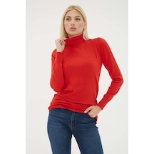 Fashion Friends 24k0780k1 Kadın Balıkçı Yaka Kazak Kırmızı