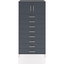 Hyperion Dolap Tek Raflı 8 Çekmeceli 2 Kapaklı 88x44x182 Antrasit-antrasit Antrasit
