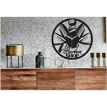 Barber Shop 4 Temalı Dekoratif Ahşap Duvar Saat Ahşap