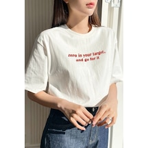 Startmore Beyaz Zerobaskılı Oversize T-shirt