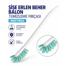 Şişe Erlen Beher Balon Temizleme Fırçası - Mavi Fırça