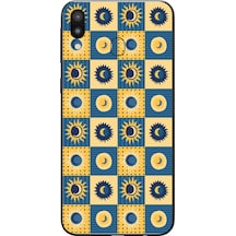 Samsung Galaxy M20 Uyumlu Damalı Papatyalar Baskılı Silikon Kılıf Renkli