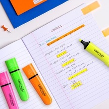 Fosforlu Kalem 12'li Paket, Sarı Renkli Ve Canlı Yazım 124-Pembe