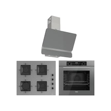 Ferre Flowart Ventora Elite Gri 3'lü  QBL63CPR-SS208-D082 Ankastre Set