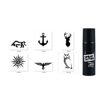Airbrush Tattoo Geyik Boğa Spray Tattoo Geçici Siyah Sprey Dövme Seti Siyah