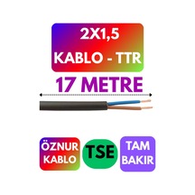 Öznur 2x1,5 Ttr Kablo Siyah Metre Seçenekli - 17 Metre