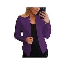 Mor Bahar Ceket Slim Fit Sıcak Kırışıklık Karşıtı Çentik Yaka Kadın Blazer Kadın Giysileri Mor