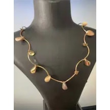 Yaprak Model Kolye Küpe Hediyeli Sarı - 603043305 Sarı