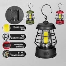 Dancemonkey Vintage Taşınabilir Kamp Lambası, Çadır Işık Feneri, Akülü Açık Hava 001 Ks Altın