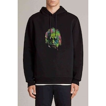 Albert Einstein Colors Baskılı Siyah Erkek Örme Sweatshirt (531010728)