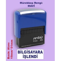 Bilgisayara İşlendi Kaşesi, 912 51mm 19mm Mavi Keçeli Otomatik Kaşe