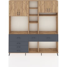 Arges Dolap 11 Raflı 6 Çekmeceli 4 Kapaklı 220x30x243 Çam-çam/antrasit Atlas Çam/antrasıt