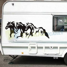 Karavan Çekme Koşan At Oto Sticker Yapıştırma Modifiye Etiket