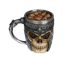 Birinci Sınıf 3d Kuru Kafa Fincan Paslanmaz Çelik Kahve, Çay, Cappuccino, Bira Gibi İçecekler İçin I Viking Skull Head Kupası İskelet Kafatası Tasarımlı Görünüm 1 Beyaz - Çok Renkli