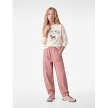 Koton Pamuklu Beli Lastikli Loose Fit Barrel Denim Pantolon Pembe 7wkg40043ad Gül