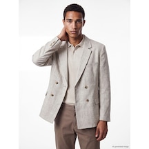 Lcw Vision Bej Regular Fit Keten Karışımlı Erkek Blazer Ceket
