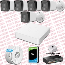 Provzen Hikvision 5 Kameralı Ip Full Hd Renkli Güvenlik Kamerası Mikrofonlu
