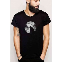 Wolf Moon Baskılı Siyah Erkek Tshirt Wolf Moon Baskılı Siyah Erkek Tshirt
