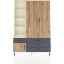 Arges Dolap 5 Raflı 4 Çekmeceli Tek Askılı 132x30x195 Aytaşı-çam/antrasit Atlas Çam/antrasıt