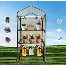 Gardener 16030 3 Katlı Tekerlekli Portatif Şeffaf Bahçe Serası - 69 Cm X 49 Cm X 125 Cm