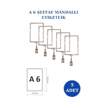 5 Adet Şeffaf A6 Mandallı Raf Sepet Etiketi Çerçeveli Etiketlik Şeffaf