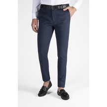Terapi Men Erkek Lacivert Slim Fit Italyan Kesim Keten Pantolon Koyu Lacivert
