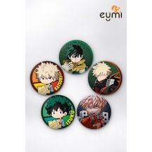 My Hero Academia Deku & Bakugo Ezeli Rakipler İğneli Buton Rozet 5li Set Çok Renkli