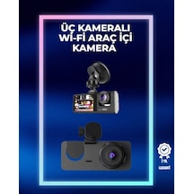 1080p Ön + 720p Arka & İç Kamera Suya Dayanıklı Araç Güvenlik Kamerası 66236484