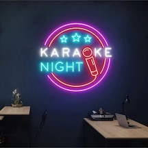 Karaoke Nıght Yazılı Ve Şekilli Neon Tabela Mavi