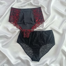 Bonbon Kadın Yüksek Bel 2'li Paket Slip Külot Bb2175 Siyah
