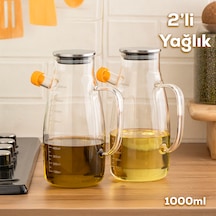 Porsima 2092 2li Metal Kapaklı Ölçekli Borosilikat Cam Yağlık