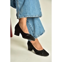 Fox Shoes Z820050804 Siyah Kumaş Kalın Topuklu Kadın Ayakkabı