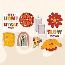 Kıyafet Pizza Mum Tasarımlı Karışık Renk 10'lu Stickers Çıkartma