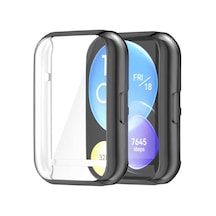 Watch Fit 2 Ekran Ve Kasa Koruyucu 360 Derece Tam Kaplar Silikon Kılıf Siyah