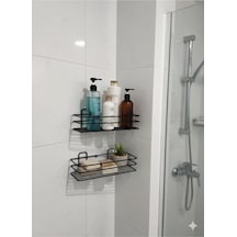 Dikdörtgen Yapışkanlı Banyo Rafı Siyah Diğer
