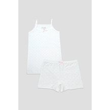 Defne Baby Kız Çocuk Premium Pamuklu Kalp Desenli Penye Atlet & Boxer Takımı Renkli