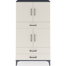 Arges Dolap 4 Raflı 3 Çekmeceli 4 Kapaklı 88x30x163 Antrasit-aytaşı Antrasit