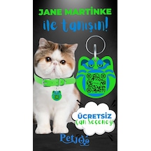 Petjoo 5.Jane Martinke Mavi-Yeşil Qr'lı Kedi Künyesi