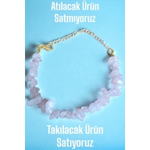Pembe Kuvars Taşı Kırık Taş Bileklik Gerçek Doğal Taş Pirinç Kaplama Uzatma Zincir Sertifikalı Asetat Kutu Asetat Kutu