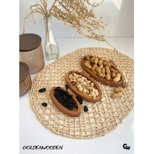 Doğal Ahşap Sunum Tabakları Oval Ahşap Çerez Tabakları Kayın/gürgen 3 Parça