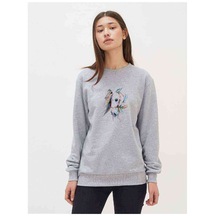 Watercolor Horse Baskılı Gri Kadın Sweatshirt (534805874)