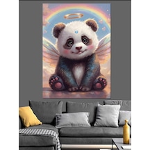 Ahşap Tablo Kanatlı Sevimli Panda Melek