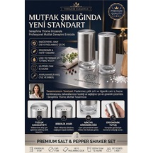 Lüks Paslanmaz Çelik İçi Cam 2'li Tuzluk Biberlik Seti - Modern 18/10 Endüstriyel Baharatlık Takımı 723492 Diğer