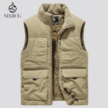 Kalınlaştırılmış İş Kıyafeti Çok Cepli Erkek Yeleği Haki Kalınlaştırılmış İş Kıyafeti Çok Cepli Erkek Yeleği Haki